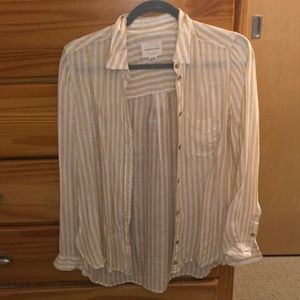 White & Yellow Striped Blouse